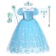 thumbnail image 2 of Vestido de Elsa de Frozen para niños, mangas abullonadas, vestido de baile, disfraces de princesa de fiesta, capa de lentejuelas, ropa de malla para niñas Fivean unisex, 2 of 2