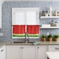 thumbnail image 6 of Kitchen Curtains Set, Summer Watermelon Kitchen Curtains and Valances Set, Red Green Fruits Watercolor Rod Pocket Tier Curtains 24 Inch Length for Cafe/Bedroom Windows, 6 of 6