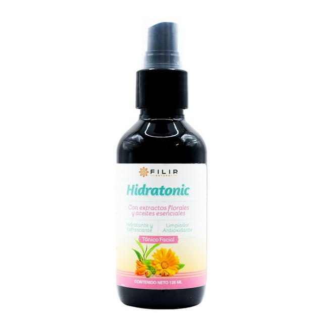 FILIP NATURAL, Hidratonic Tónico Facial Con Extracto De Caléndula, Hamammelis y Agua de Rosas, Té Verde, Auxiliar En Limpieza Profunda De La Piel, Contra El Acné y Sus Lesiones, Antioxidante, 125ml.