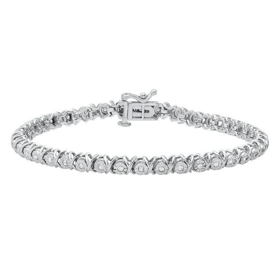 Dazzlingrock Collection Round White Diamond Illusion XO Tennis Bracelet for Women (0.50 ctw, Color I-J, Clarity I2-I3) in 925 Sterling Silver
