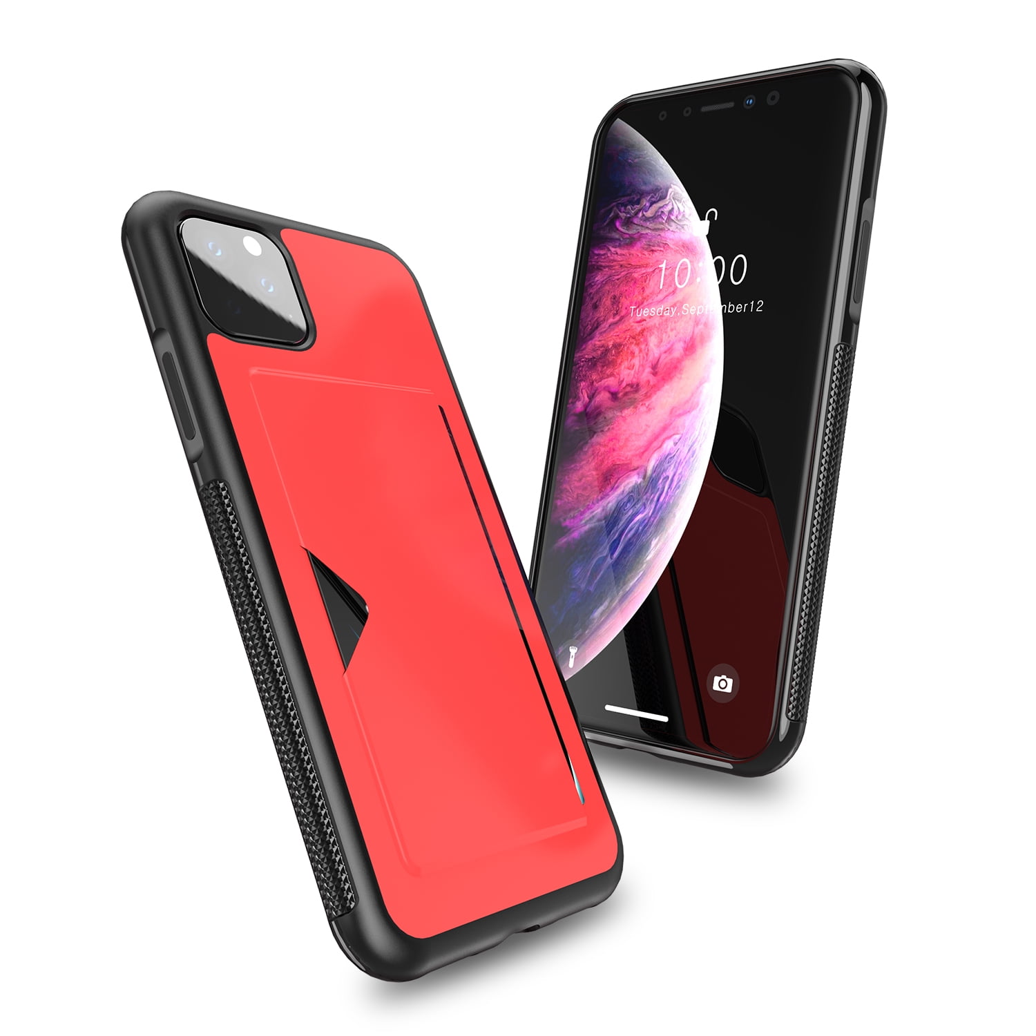 Solid Color Full Protection Phone Case Back Cover With Card Slot Holder For Iphone 11 Pro Max Color Red Walmart Canada