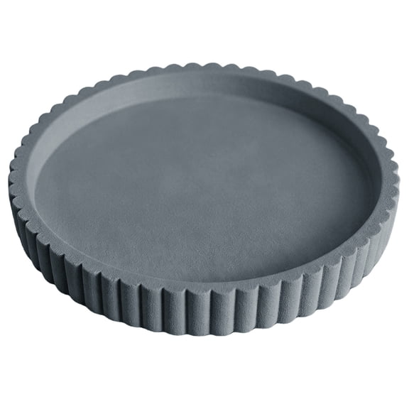 Round Scalloped Silicone Decorative Tray, Waterproof Non-Slip Vanity Organizer Tray, Shatterproof Countertop Storage Tray for Bathroom Kitchen Coffee Table Entryway Nightstand Dresser Living Room