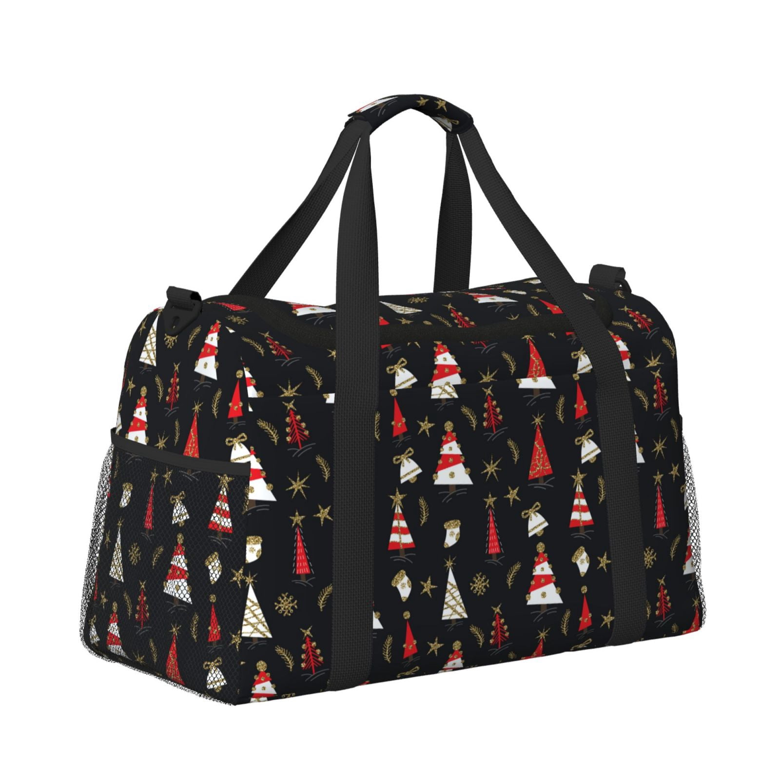 Fuzoiu Christmas Tree and Gold Socks Print Travel Duffle Bag,Carry On Tote Bags,Duffel Bag,Sport Gym Bag, Hospital Bag for Labor and Delivery, Overnight Bag,Luggage Bag