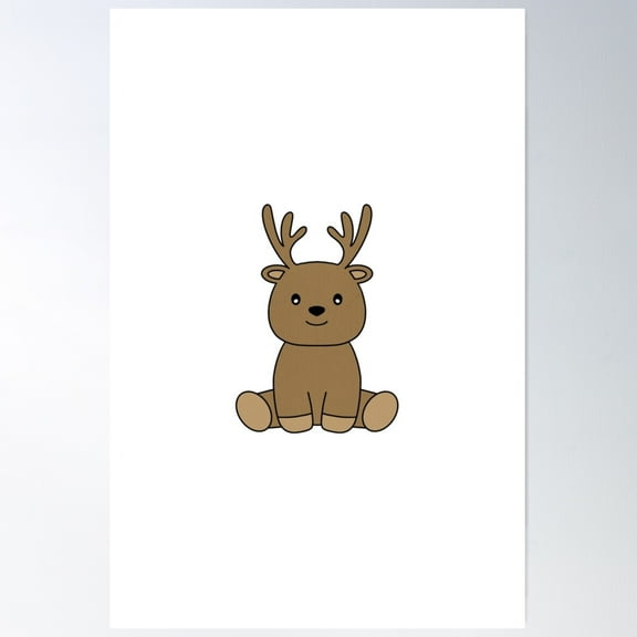 Cute Kawaii Reindeer Poster Wall Art, Modern Wall Decor For Living Room Bedroom, 8x12 UNFRAMED