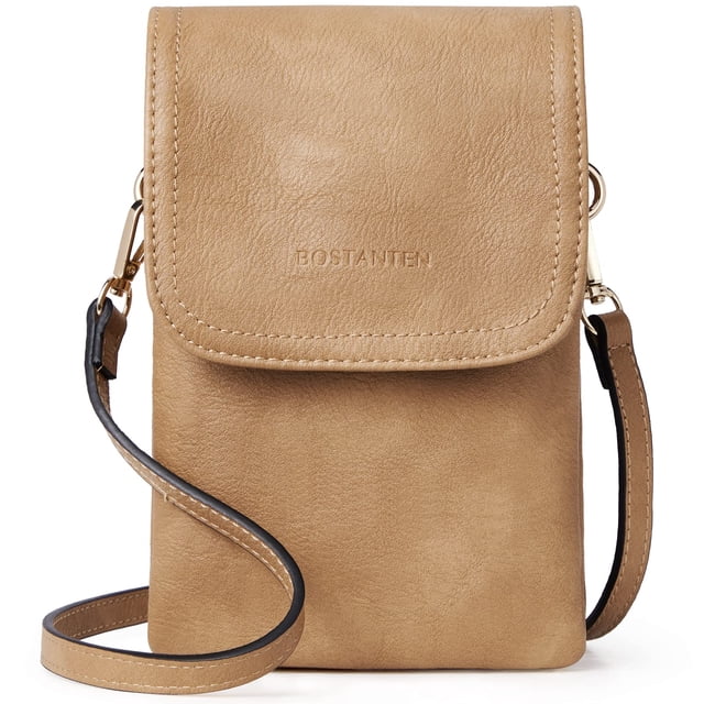 Bandolera BOSTANTEN de piel vegana para mujer, color marrón camel
