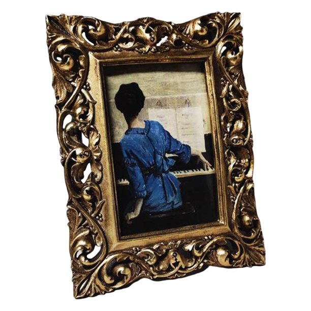 Marco de fotos Retro, soporte de imagen, adorno en relieve para colgar en la pared de mesa para sala de estar, hogar, escritorio, decoración de boda 17cmx22cm BLESIY Marco de la foto