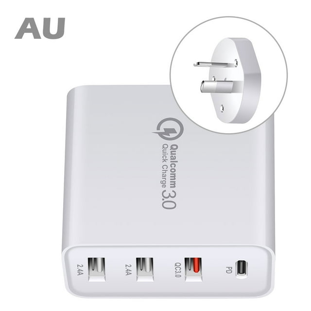 Inteprter Cabezal de carga tipo c práctico y compacto para una carga rápida Nuevo cabezal de cargador USB C eficiente Teléfono y Comunicación Blanco Enchufes australianos