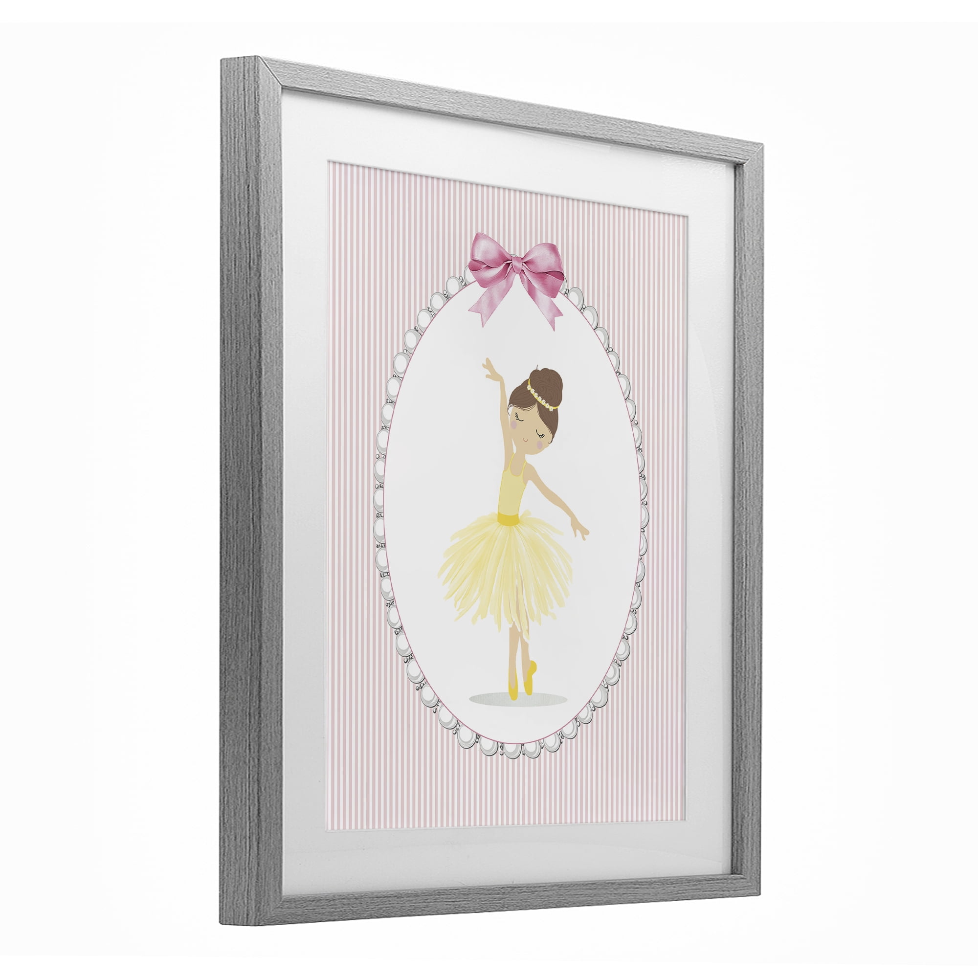 Stupell Industries Dainty Dance on Stripes Gray Framed Print Under Glass, design by Christine Simpson Art