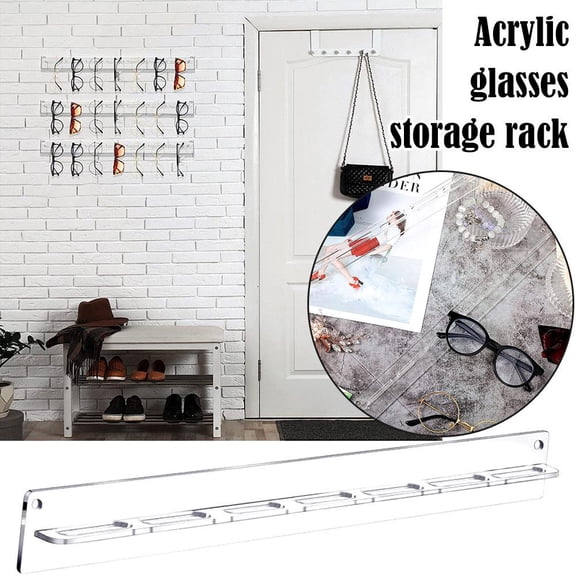 Clear Acrylic Wall Mounted Sunglasses Organizer and Key Holder, Eyewear Display Rack for Home Entryway