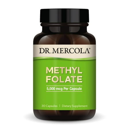 Dr. Mercola, Methyl Folate Dietary Supplement, 30 Servings (30 Capsules), Non-GMO, Soy-Free, Gluten Free
