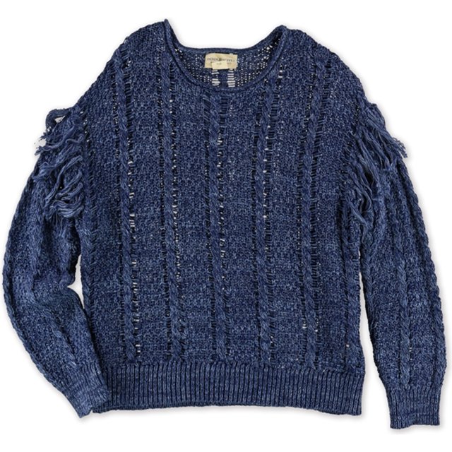 Suéter con flecos gruesos Ralph Lauren para mujer azul extragrande