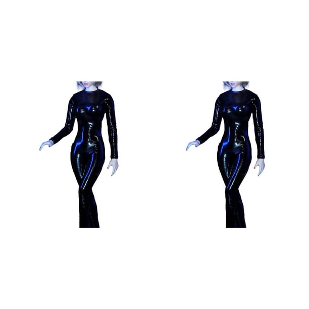 Vogacara Ropa de muñeca, mono negro de manga larga para mujer, mono de una pieza de piel sintética sintética con cremallera, modelo blanco y rojo, Type1 NO1 Vogacara CBP208645