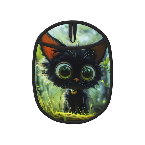 Naloa Cute Big-Eyed Black Cat Silicone Pot Holders, Oven Mitts Heat Resistant Hot Pads, Non Slip Pot Holder for Kitchen Baking and Cooking 9.4 x 7.5 Inches