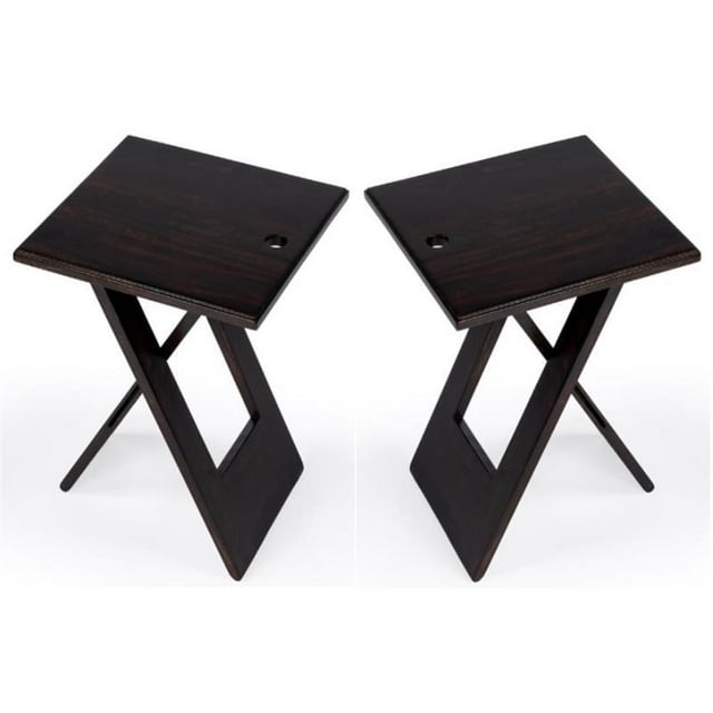 Home Square Table Pliante en Bois de Manguier Hammond Couleur Café - Ensemble de 2