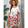 thumbnail image 3 of SHOWMALL Women's Plus Casual Dresses Short Swing Floral Beach Sundress with Pockets 5X Watercolor Floral Border Print, 3 of 10