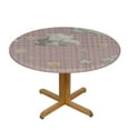 thumbnail image 3 of Nawypu Pink Checkered Sky Elastic Edged Round Fitted Table Cloth Cover, Waterproof Wrinkle Free Round Tablecloth, Home Decorative Tablecloth for Indoor Outdoor Kitchen Party, 3 of 7