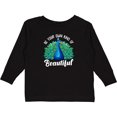 thumbnail image 3 of Inktastic Peacock Girls Long Sleeve Toddler T-Shirt, 3 of 5