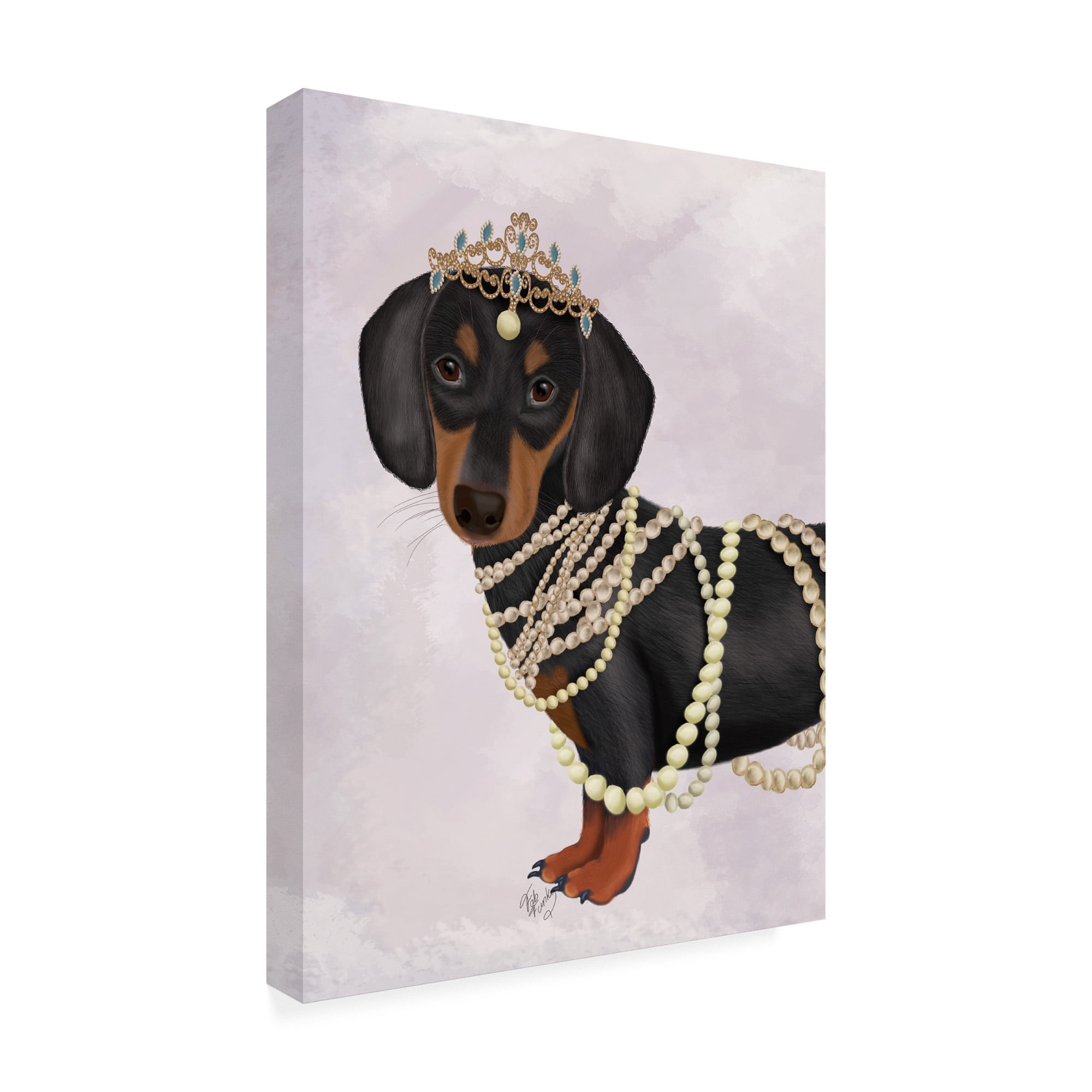 Trademark Fine Art 'Dachshund and Tiara' Canvas Art by Fab Funky