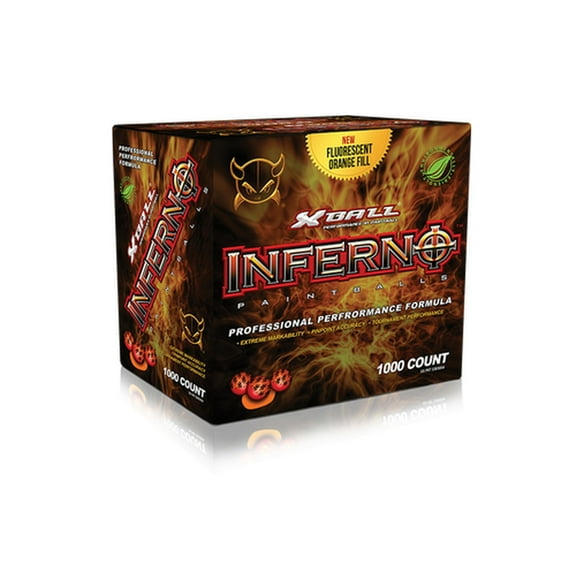 Xball Inferno 1,000 Count 68cal Paintballs With Orange Shell and Fill, Great for All Types of Play