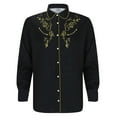 thumbnail image 2 of Mens Dress Shirts Casual Western Cowboys Long Sleeve Top Carnival Festive Button Down Lapel Comfortable Shirt for Men Yellow L, 2 of 4