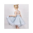 thumbnail image 4 of Girls Dress Blue Gray Swing Layered Criss Cross Tie Backless Slip Halter 7 Years, 4 of 7