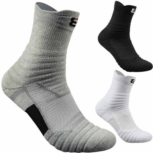 Men's Thickened Basketball Socks Middle Tube Cotton Sports Socks Color:3 Pairs Set