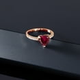 thumbnail image 5 of Gem Stone King 1.84 Ct Heart Shape Red Created Ruby 18K Rose Gold Plated Silver Ring, 5 of 6