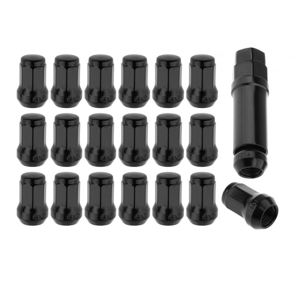 20 tuercas de rueda M12 con casquillo, piezas de reparación profesionales, extremo abierto Negro M12x1.5