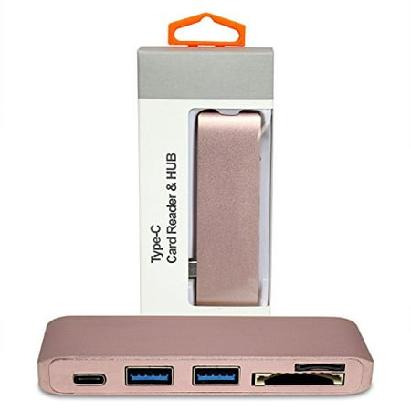 SSE Type-C USB 3.0 3 in 1 Aluminum Combo Hub for MacBook 12-Inch, 13-inch & 15-inch All-new MacBook Pro & All USB-C Devices (with USB -C Charging Port) (Rose