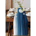 thumbnail image 4 of Gradient Dark Blue White Ocean Waves Table Runner-36 Inch Long Abstract Water Ripple Table Runners Linen Burlap Tablerunner for Kitchen Dining Room Holiday Party, 4 of 9