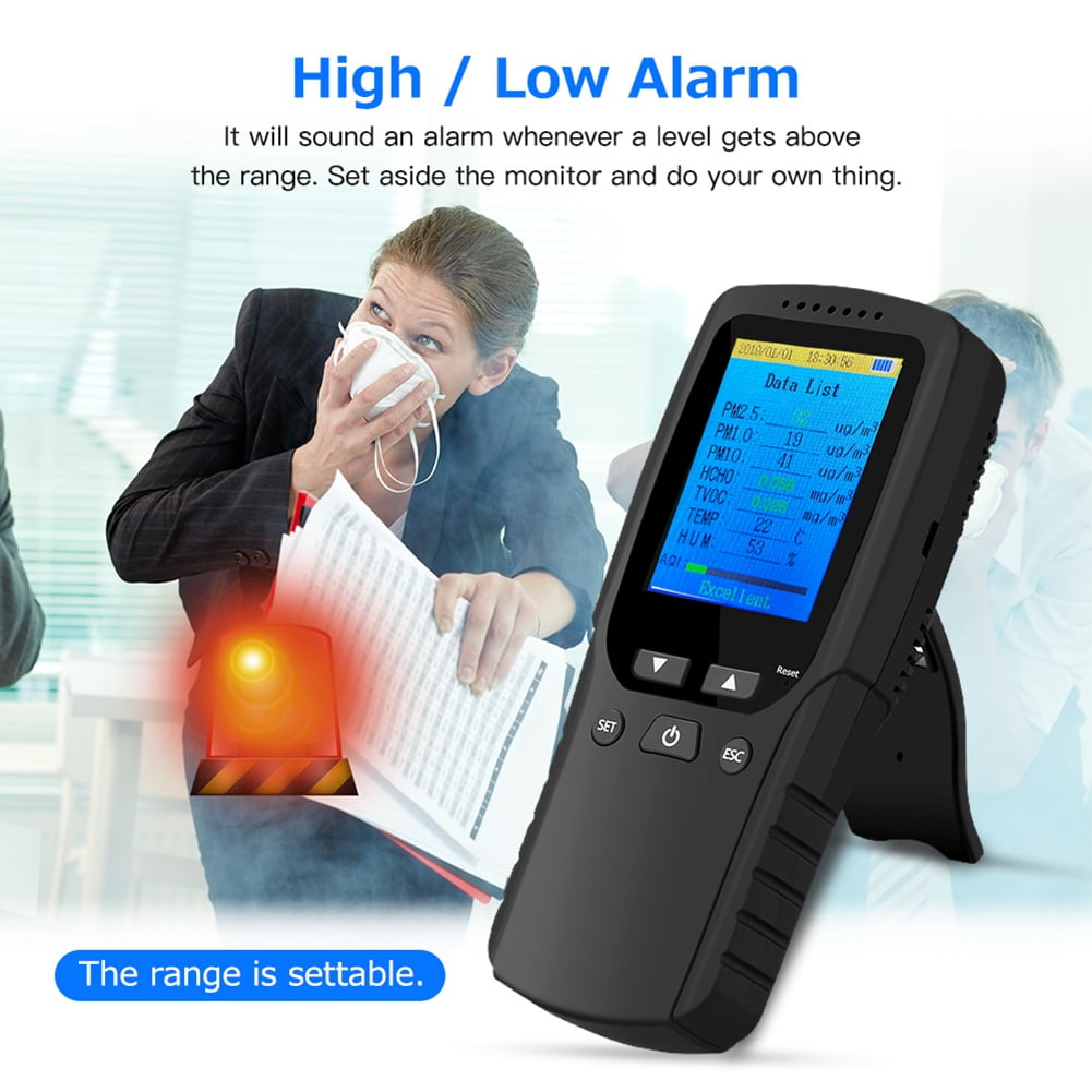 9 in 1 Air Quality Monitor Indoor Outdoor PM2.5, PM1.0, PM10, HCHO, Detector Tester Temperature and Humidity Sensor