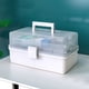 thumbnail image 4 of Caja de almacenamiento de pastillas, 3 capas, gran capacidad, estuche de cosméticos para el hogar, organizador de artículos diversos de plástico, estilo ordinario, blanco Advancent HA004344-01B, 4 of 7