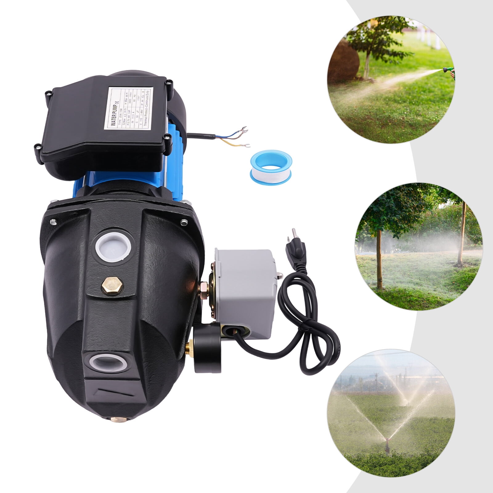 1HP Water Pump With Pressure Switch 1" Diameter Well Pump For Farm Irrigation Home Water Supply, Agricultural Irrigation