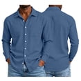 thumbnail image 7 of Guluxicc Men's Cotton Long Sleeve Shirts with Pockets Button Down Classic Fit Business Casual Shirts Summer Casual Outfits, 7 of 7
