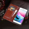 thumbnail image 4 of Funda Idewei de piel con tapa horizontal y textura Crazy Horse para iPhone SE 2022/SE 2020, con soporte, ranuras para tarjetas y billetera (negra), 4 of 4