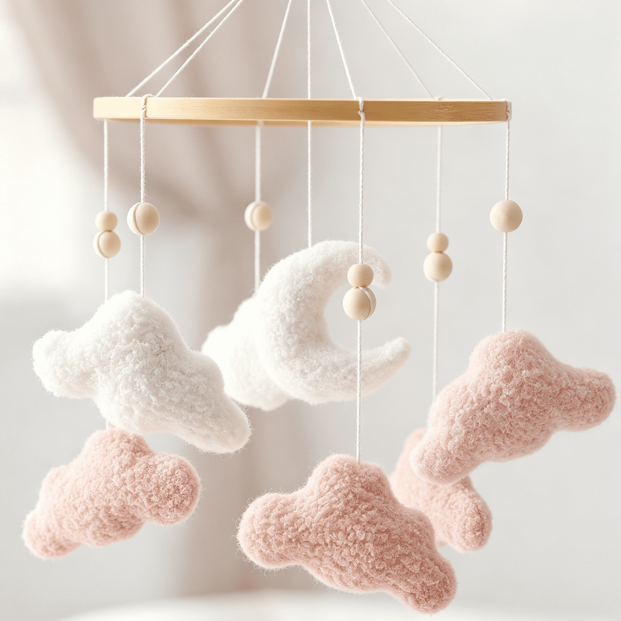 BESTSKY Baby Crib Mobile Bunny Nursery for Boys Girls Teddy Velvet Decor Infant Bedroom
