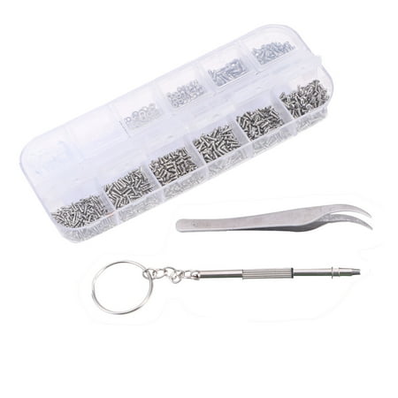 

1100Pcs Eyeglass Sunglass Spectacles Tiny Screws Nut Washer Assortment With Tweezer Micro Screwdriver