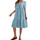 thumbnail image 1 of Vestido holgado de mujer con escote cuadrado y media manga, vestido de fiesta en forma de A, 1 of 8