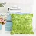 thumbnail image 4 of PiccoCasa Satin 3D Rose Flower Throw Pillow Cover 16"x16" Cushion Cover for Sofa, Green, 4 of 6