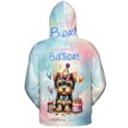 thumbnail image 2 of Happy Birthday Cute Puppy Yorkshire Terrier with Cake Gifts Party Hat All Over Print 3D Hoodie Unisex Merch Hoodies Yorkie Dog Lover Gifts - 00029, 2 of 6