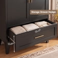 thumbnail image 6 of ShiKeyi 60" Tall Metal Wardrobe Cabinet with 1 Drawer and Hanging Rod, 2 Doors Wardrobe Closet with Shelf for Bedroom, Black, 6 of 10