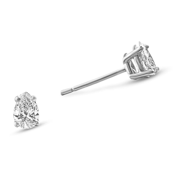 Pompeii .25-.33Ct Pear Shape Diamond Studs in 14k White or Yellow Gold (I/J,I2-I3)