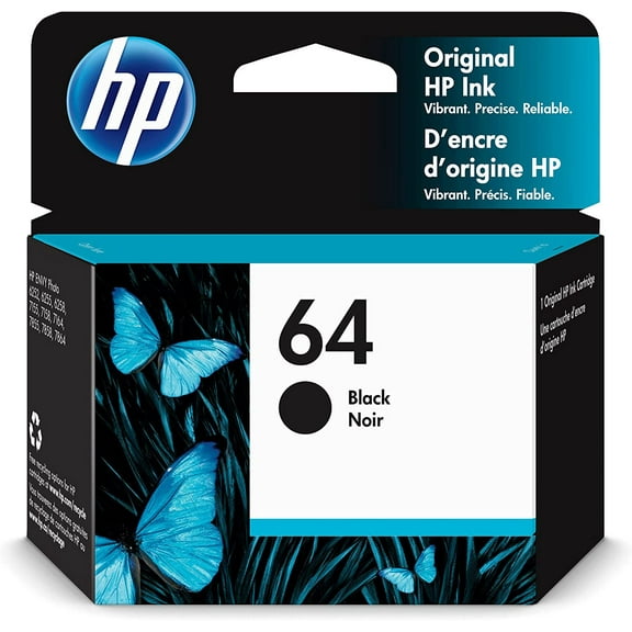 Original 64 Black Ink Cartridge | Works with ENVY Inspire 7950e; ENVY Photo 6200, 7100, 7800; Tango Series |