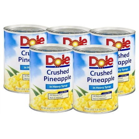 Dole, Pineapple, Crushed in Heavy Syrup, 20oz Can (Pack of 5)