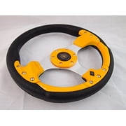 New World Motoring Steering Wheel with Adapter Yellow for RZR 570 800 900 1000
