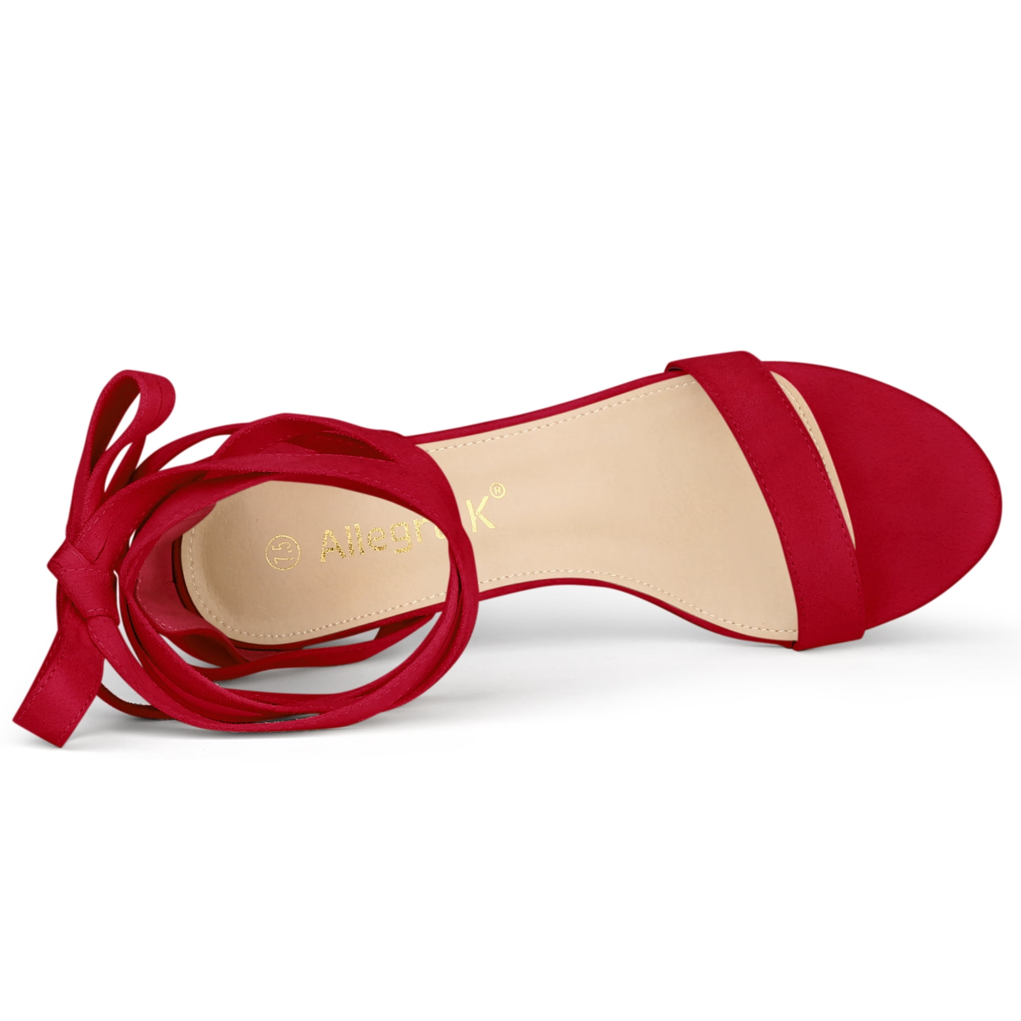 DARING DIVA Women's Open Toe Block Heel Lace Up Heels Sandals Red 8.5