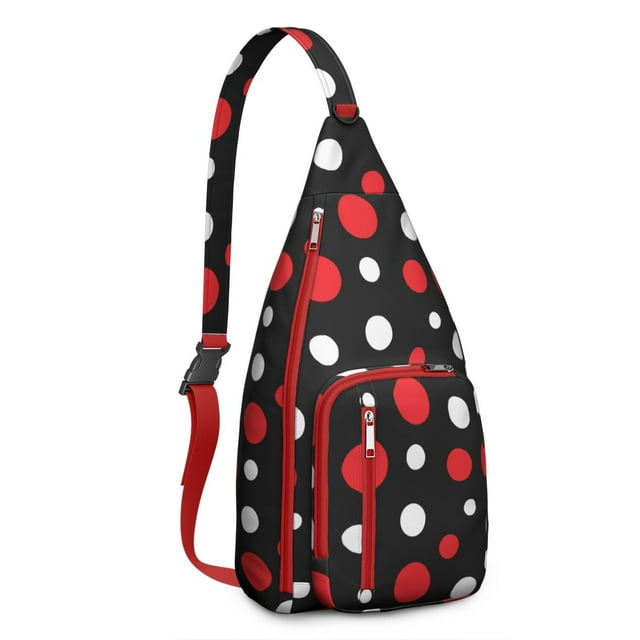 Dots Design Sling Backpack - Modern Colorful Polka Pattern Shoulder Bag, Durable Pack for Cycling & Shopping