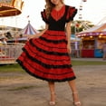 thumbnail image 2 of Unir Women's Carnival Dance Dress, Fringe Trim Polka Dot Ruffle Flamenco for Performance & Party, 1PC, S-XXXL, 2 of 4