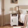 thumbnail image 3 of Heynemo Farmhouse Nightstand with Charging Station, Wooden Rustic Tall Bedside Table, for Bedroom, Living Room, White, 3 of 8