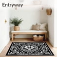 thumbnail image 3 of ODIKA 2'x3' Machine Washable Non-Slip Area Rug, Ornate Blossom with Interlocking Scrollwork Filigree High Traffic Rug with Pad, Black, 601091, 3 of 8